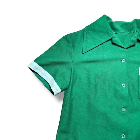 Vintage Vietnam Era Ladies Bowling Shirt Embroidered Size Small Afro 7 UPS - Picture 5 of 15